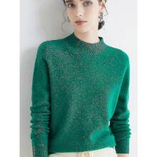 (S, green) Cashmere Sweater For Women 100% Cashmere Lightweight Long Sleeve Crew Neck Knitted Sweater
