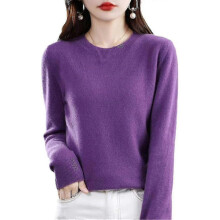(M, dunkellila) Cashmere Sweater For Women 100% Cashmere Lightweight Long Sleeve Crew Neck Knitted Sweater