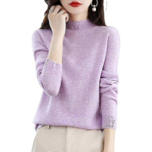(L, Purple) Cashmere Sweater For Women 100% Cashmere Lightweight Long Sleeve Crew Neck Knitted Sweater