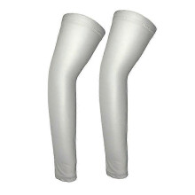(L, Blanco) Lebanghui 2pcs Men Outdoor Long Arm Sleeves Cycling Basketball Compression Warmers Sports Safety Breathable Arm Protectors