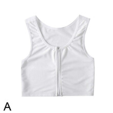 (White XL) Bandage Chest Binder Zip Up Breast Binder Flat Slim Chest Supporter Shapewear p20241126458
