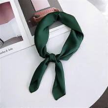 (Green) Fashion Solid Kerchief Women Head Scarf For Hair Pink Green White Silk Neck Scarfs Female 70cm*70cm Square Bandanas Lady Scarves