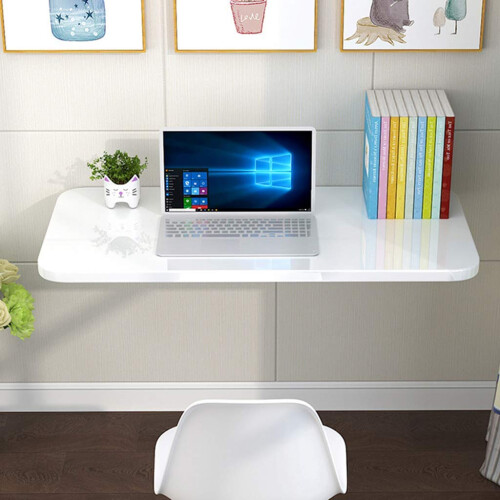 Wall Mounted Folding Table with Adjustable Height, SpaceSaving Drop Leaf Desk for Kitchen or Home Office 1
