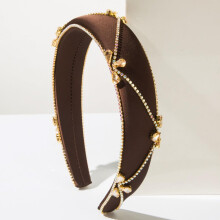 Luxury Crystal Headband for Women Dark Coffee Asymmetrical Geometric Design Rhinestone Hair Accessories