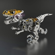 3D Metal Puzzles for Adults Velociraptor Model Kit, Steampunk Design DIY Dinosaur with 160+ Precision Parts, Orange and Black