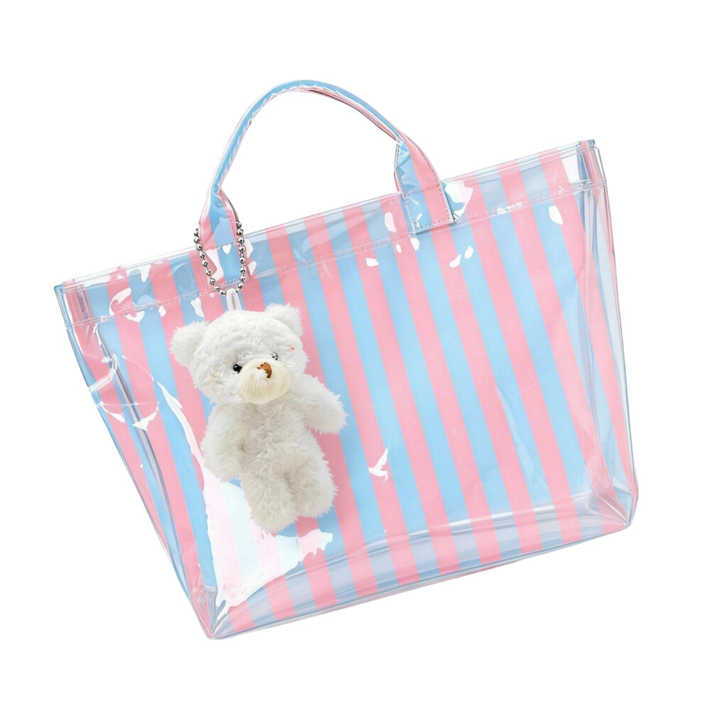 Blue Fashionable Color Block Bag Practical Pvc Handbag Spacious