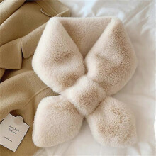 (khaki) Women Winter Scarf Soft Plush Thick Warm Scarves Faux Fur Neck Collar For Ladies Girls Snood Solid Color Scarf