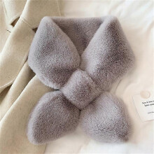 (gray) Women Winter Scarf Soft Plush Thick Warm Scarves Faux Fur Neck Collar For Ladies Girls Snood Solid Color Scarf