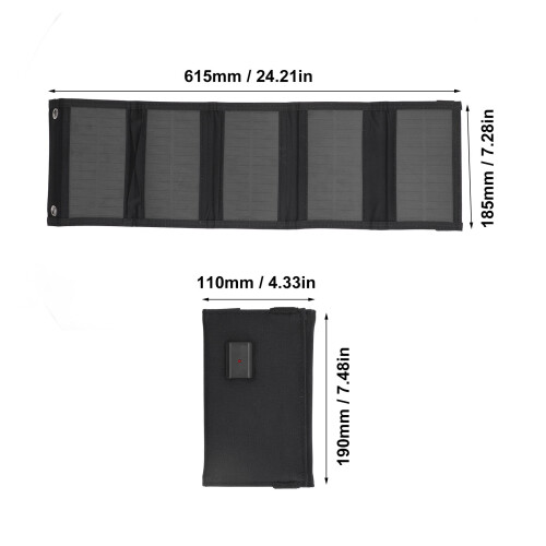 5V 12W Nylon Solar Panel USB Charger, Folding 1