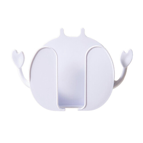 (White) Wall Holder Organizer Storage Box Mobile Phone Plug Wall Mounted Remote Control Zekai