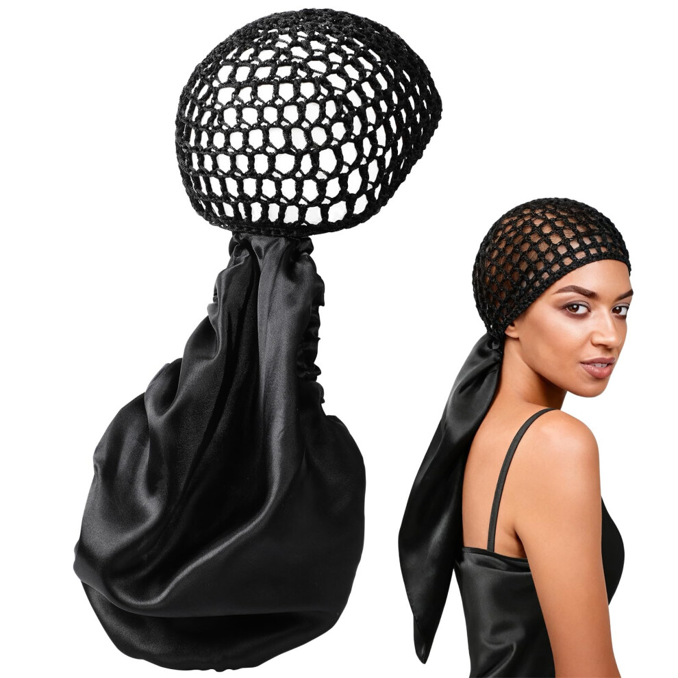 Extra Long Reversible Satin Bonnet for Sleeping, Adjustable Silk Hair Wrap Cap for Braids and Curly Hair