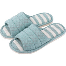 (36, Blue) Womens Open Toe House Slippers Soft Cotton Indoor Slippers Slip-on Memory Foam Bedroom Slippers Home Shoes