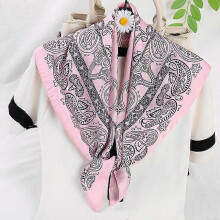 (70x70CM, W918-41) 70cm Bandana Head Scarf For Women Fashion Paisley Print Handkerchief Silk Satin Hijab Scarfs Female Square Neck Scarves Dropship