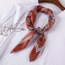 (70x70CM, W918-25) 70cm Bandana Head Scarf For Women Fashion Paisley Print Handkerchief Silk Satin Hijab Scarfs Female Square Neck Scarves Dropship