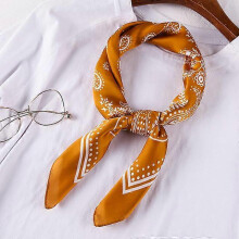 (70x70CM, W918-19) 70cm Bandana Head Scarf For Women Fashion Paisley Print Handkerchief Silk Satin Hijab Scarfs Female Square Neck Scarves Dropship