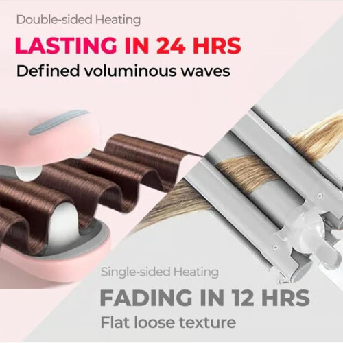 Negative Ionic Curling Iron with Adjustable Temperature, 3D DualSided Heating Hair Curling Wand for Smooth Waves 2