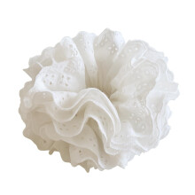 Oversized White Silk Hair Scrunchie with SixLayer Volumizing Design, Gentle Hold for Thick Hair