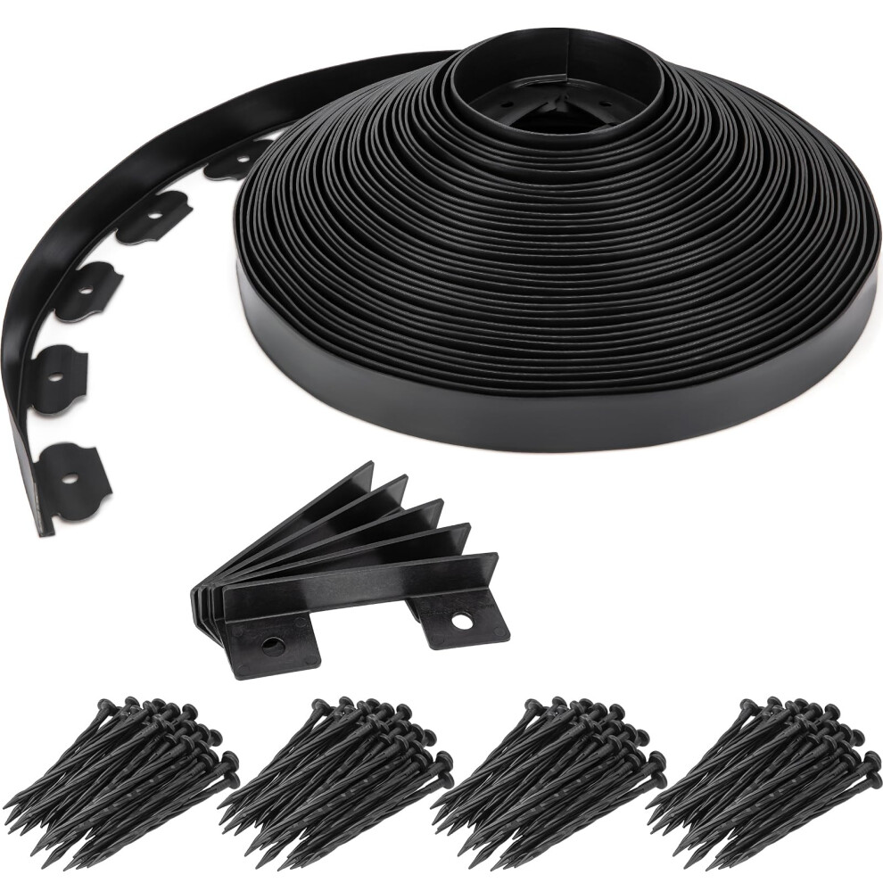 Flexible Landscape Edging 1.5'X100' Nodig Garden Border Roll With Spikes And Connectors For Yard Lawn 9351714521086