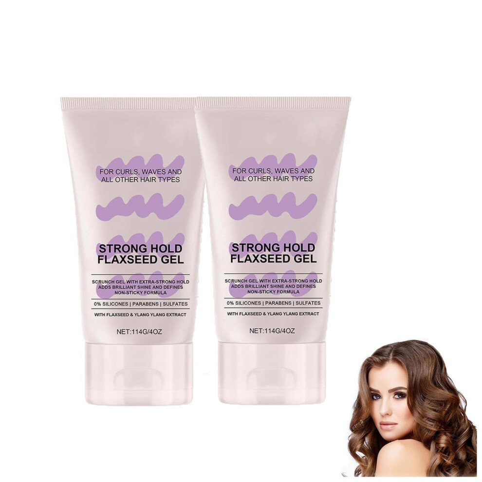 Curl Defining Gel with Flaxseed, Strong Hold Frizz Control Styling Gel for Natural Hair, Pack of 2