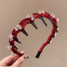 Crystal Rhinestone Headband for Women Red Beaded Non Slip Hair Band Holiday Fashion Accessory