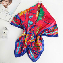 (90x90cm, D90-111-2) 2022 Square Scarf For Women Foulard Satin Hijab Silk Shawl Neckerchief Female Head Wraps Leaf Print Headband Hair bands Bandana