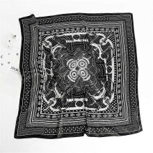 (90x90cm, D90-114-1) 2022 Square Scarf For Women Foulard Satin Hijab Silk Shawl Neckerchief Female Head Wraps Leaf Print Headband Hair bands Bandana