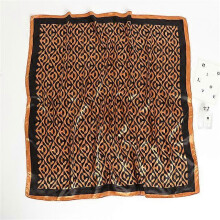 (90x90cm, D90-122-2) 2022 Square Scarf For Women Foulard Satin Hijab Silk Shawl Neckerchief Female Head Wraps Leaf Print Headband Hair bands Bandana