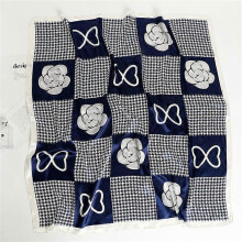 (90x90cm, D90-120-1) 2022 Square Scarf For Women Foulard Satin Hijab Silk Shawl Neckerchief Female Head Wraps Leaf Print Headband Hair bands Bandana