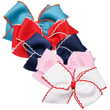 5Pcs Large Hair Bow Clips for Girls Assorted Color Elegant Fabric Design Secure Metal Clip
