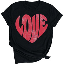 (M, black) Valentines Day Shirts Women Cute Heart Print Sweatshirts Funny Valentines Day Gifts Outfits Clothes For Women