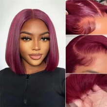 Short Bob Lace Front Human Hair Wig for Women, Blonde Remy Hair, Natural Hairline, Breathable Fit