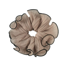 Silk Scrunchies for Women No Damage Satin Hair Ties Large Chiffon Ponytail Holder Light Coffee