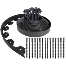 Plastic Landscape Edging Kit 60FT NoDig Flexible Garden Border with 60 Anchoring Spikes for Lawn and Flower Beds