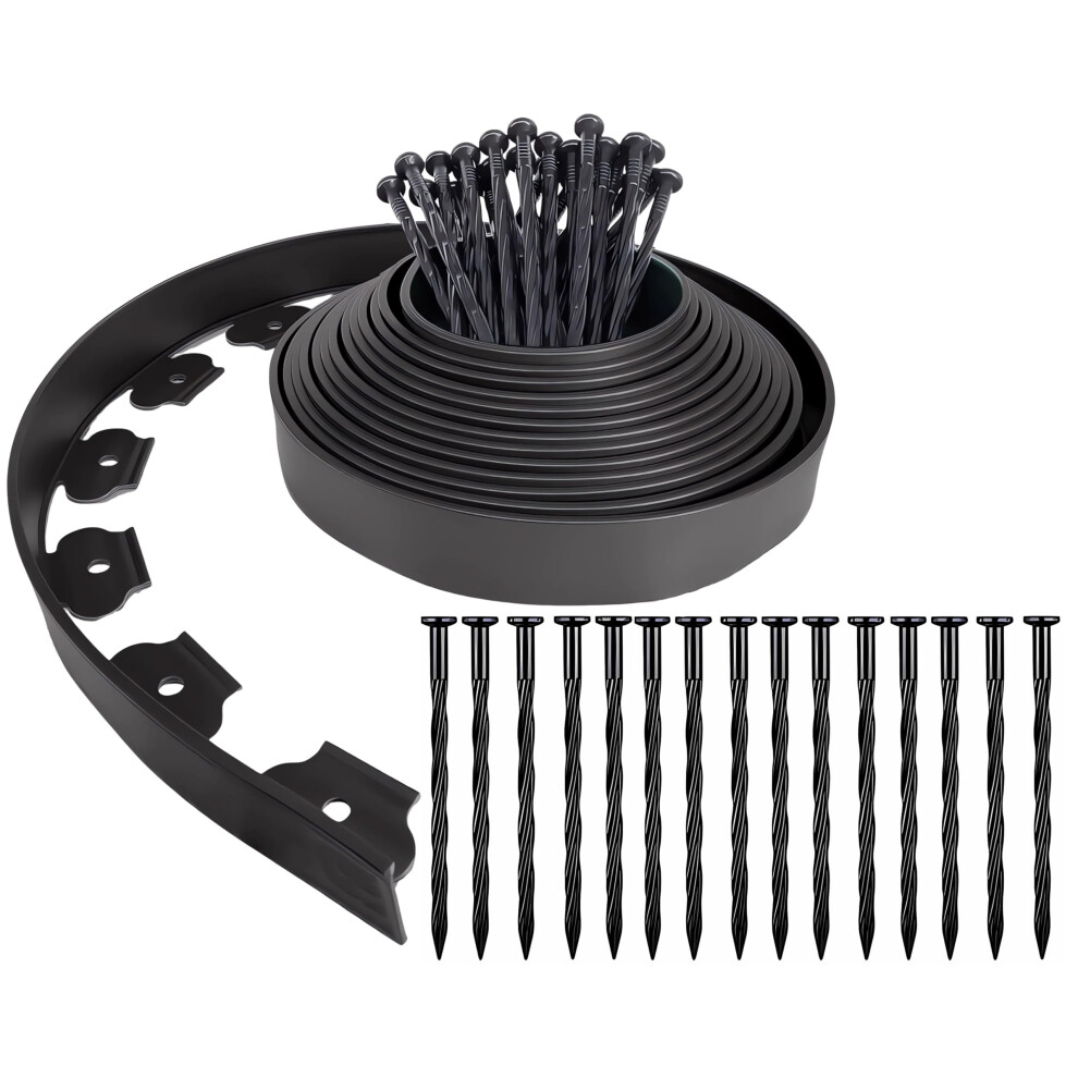 Plastic Landscape Edging Kit 60Ft Nodig Flexible Garden Border With 60 Anchoring Spikes For Lawn And Flower Beds 9351714521574