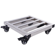 Heavy Duty Square Metal Plant Caddy with 360 Lockable Wheels, Indoor Outdoor Rolling Plant Stand 30cm Silver