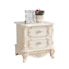 White Gloss Bedside Table with Dual Drawer Storage, Modern Compact Nightstand for Bedroom