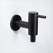 Outdoor Garden Faucet Matte Black 304 Stainless Steel Water Tap, Durable Bibcock with Hose Kit for Washing Machine