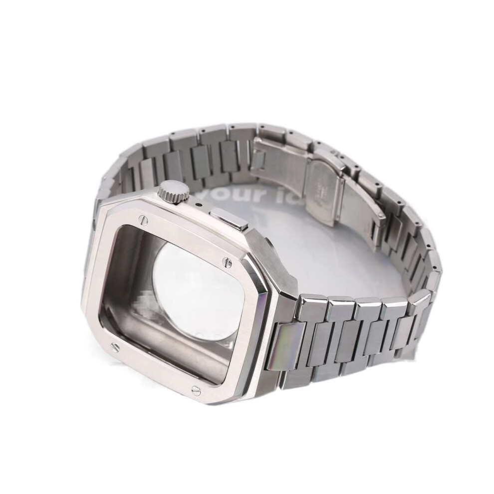 44Mm Stainless Steel Band With Case, Durable Metal Strap For Apple Watch Series 7Â¯6Â¯Se Silver 9330225373834