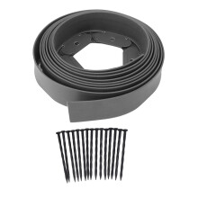 No Dig Landscape Edging Kit with 30 Spiral Spikes, Flexible PE Gray Garden Border for Flower Beds
