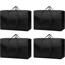 (200L) 4Pcs Large Storage Bags with Zips, Waterproof 600D Oxford Moving Bags, Clothes Storage Bag for Duvets, Laundry, House Garden, Underbed Storage