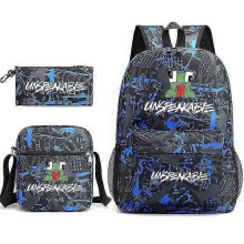 (blue print) Unspeakable Creative Pattern Schoolbag Shoulder Bag Pencil Bag School Bag 3 Piece Set By Bpjljr