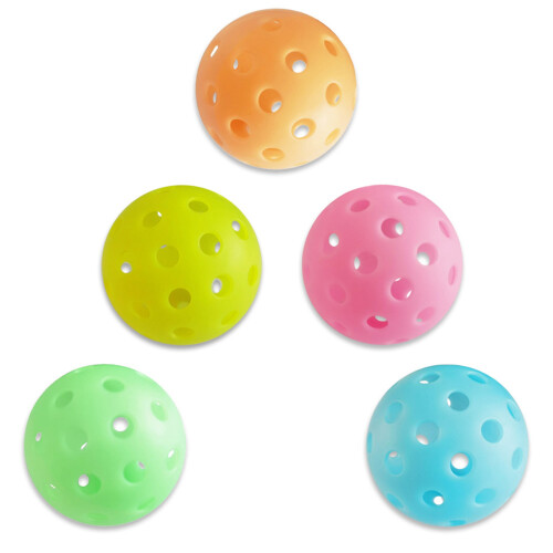 5 Pack 74mm Luminous Pickleballs Blue/Green 2
