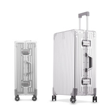 28 Inch Aluminum Spinner Luggage Silver Hard Shell Suitcase with TSA Approved Lock and 360 Wheels