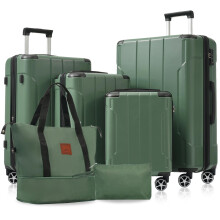 Green Hardshell Luggage Set 6 Piece, Expandable Spinner Suitcase with TSA Lock and 360 Dual Wheels for Travel