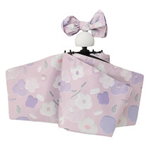 Compact Travel Umbrella for Women Purple Floral UV Protection Auto Open Close with Cover Bag