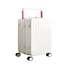 26 Inch Hard Shell Luggage with TSA Secure Lock, Aluminum Frame White Travel Suitcase for Women and Men
