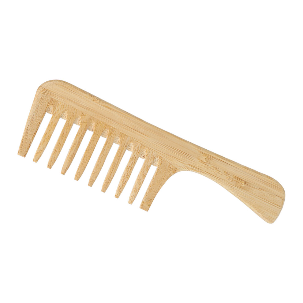 Unisex Handle Bamboo Wide Tooth Comb Anti-Static Large Tine For Detangling Curly Hair