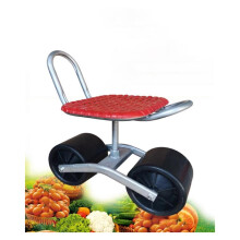 Rolling Garden Seat with Adjustable Height and 360 Swivel, 2 Wheel Garden Work Stool with Storage Basket