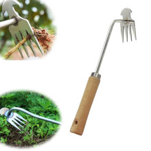 Weeding Tool 2025 Upgrade Hand Weeder with Ergonomic Wooden Handle, Deep Root Removal Manganese Steel 4 Teeth 10.6in