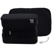 8 Set Compression Packing Cubes for Travel, Durable Double Zippers Luggage Organizer with Mesh, Black M 36x25x13cm